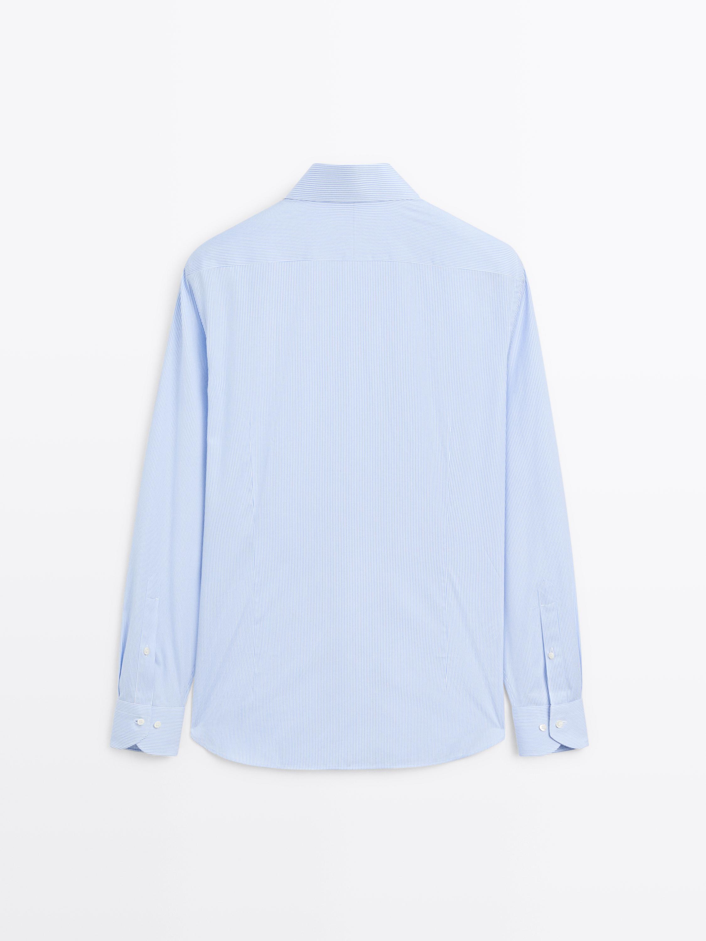 Chemise slim en twill à rayures